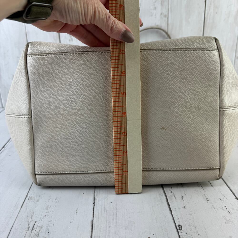 Coach Chalk Ivory Crossgrain Leather Street Zip Tote Shoulder Bag Top-Zip Purse - Picture 15 of 16
